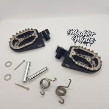 Load image into Gallery viewer, STEP-UP MINI FOOTPEG MOUNT (KLX110) WITH MADDER MINIS - BILLET ALLOY FOOT PEGS
