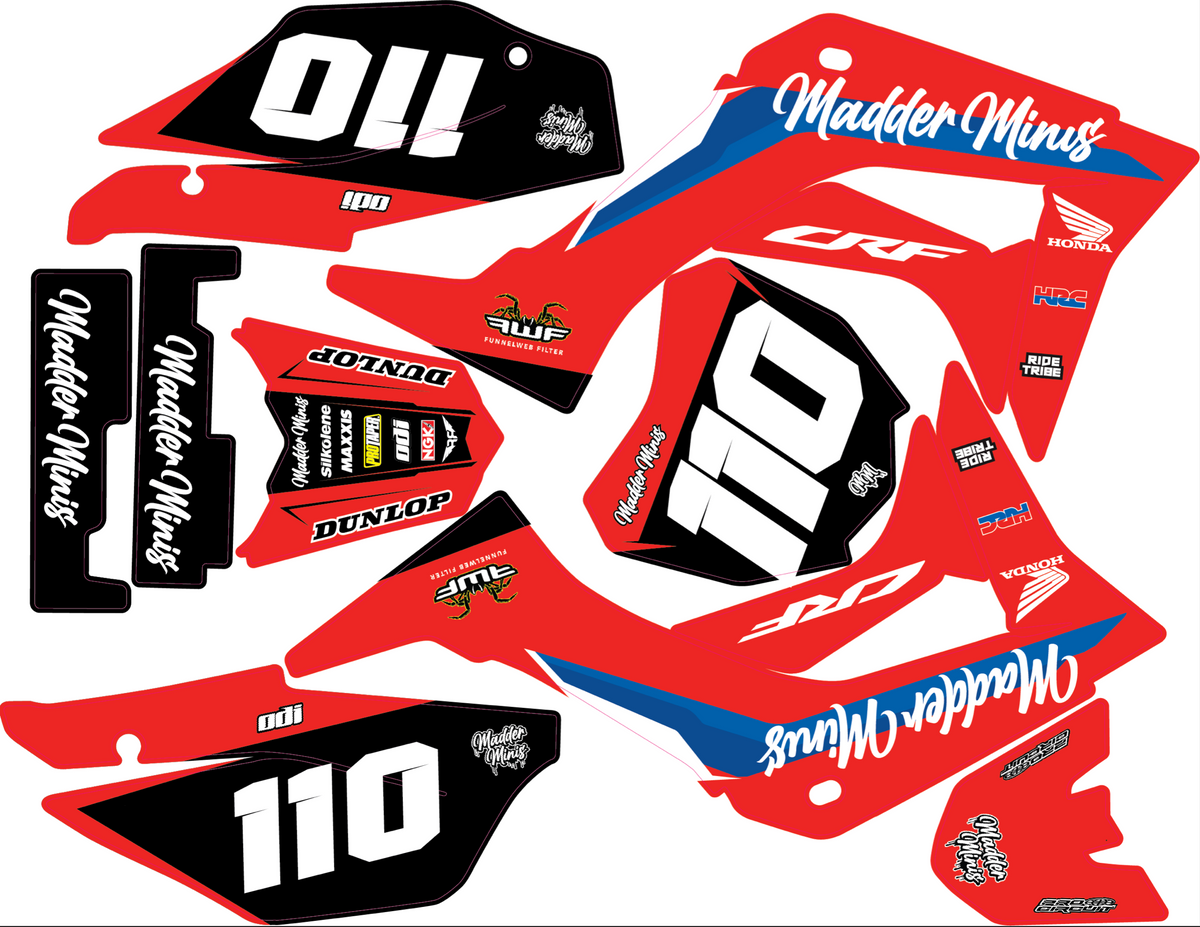 RIDE TRIBE MADDER MINIS V1 FACTORY TEAM STICKER KIT CRF110 Madder Minis