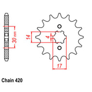 RK CHAIN - STEEL 13T 420 PITCH FRONT SPROCKET