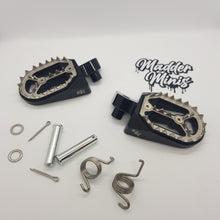 Load image into Gallery viewer, STEP-UP MINI FOOTPEG MOUNT (KLX110) WITH MADDER MINIS - BILLET ALLOY FOOT PEGS
